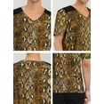 thumbnail image 5 of INSPIRE CHIC Men's Leopard Printed T-Shirt V Neck Short Sleeves Top 2XL Snake Pattern, 5 of 5