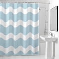 thumbnail image 4 of Sky Blue and White Stripes Fabric Shower Curtain Sea Wave Washable Shower Curtains for Bathroom, Waterproof Bath Curtain with Hooks Home Decor 36x72in, 4 of 8