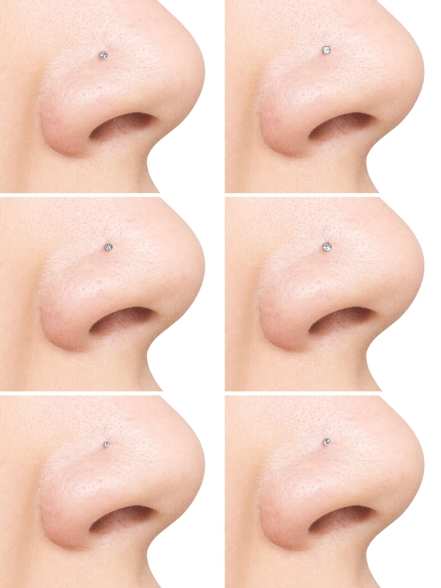 Body Jewelry Women's Lead Crystal Nose Stud Value Pack for Adults in Stainless Steel