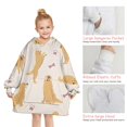 thumbnail image 6 of Golden Retriever with Bones and Paws Blanket Hoodies for Kids 6-13YR Oversize Wearable Blanket Hoodies for Boys Girls Teens, 6 of 7