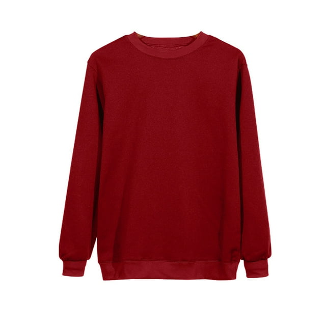 Innerwin Pullover Long Sleeve Ladies Sweatshirt Fall Solid Color Loose Fit Sweatshirts Wine Red XL