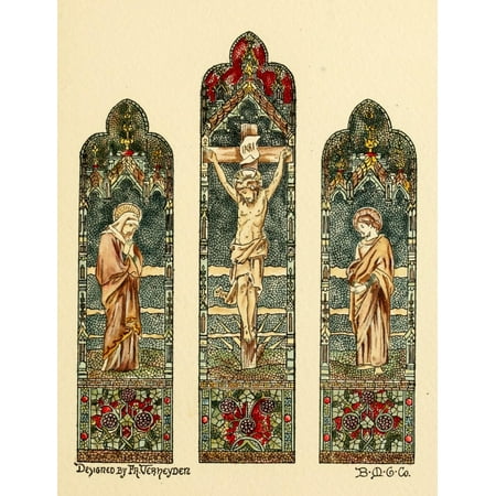 Belcher Mosaic Glass 1886 Christ on Cross stained glass Canvas Art - Fr Verheyden (24 x 36)