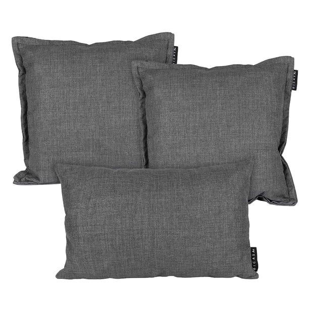 Set de 3 Cojines (2 Cuadrados + 1 Rectangular) Belucci Steel Gris Oscuro