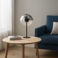 thumbnail image 5 of 24 Inch Table Lamp, Accent Round Orb Glass Metal Shade, Black, 5 of 8