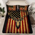 thumbnail image 2 of Homewish Safari Deer Twin Sheet Sets,Retro American Flag Twin Fitted Sheet,Jungle Wildlife Flat Sheet For Boys Kids,Ultra Soft Home Decor,3pcs, 2 of 7