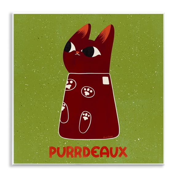 Stupell Industries Purrdeaux Feline Wine Animals Painting Unframed Art Print Wall Art, 12 x 12