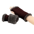 thumbnail image 3 of Guantes de invierno para mujer, calentadores de muñecas y brazos, de punto liso, largos, sin dedos, manoplas para mujer, 3 of 4