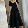 thumbnail image 1 of Vestido De Fiesta De Mujer Vestidos Casuales De Mujer Vestido De Fiesta De Mujer Vintage Una Línea Falda Larga Negra Manga Corta De Linterna Sobre La Rodilla Cuello Cuadrado Para ANGGREK Otros, 1 of 8
