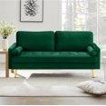 thumbnail image 2 of Luxury Velvet Loveseat Sofa with 2 Pillows & Golden Legs, Perfect for Small Spaces (Green), 2 of 7