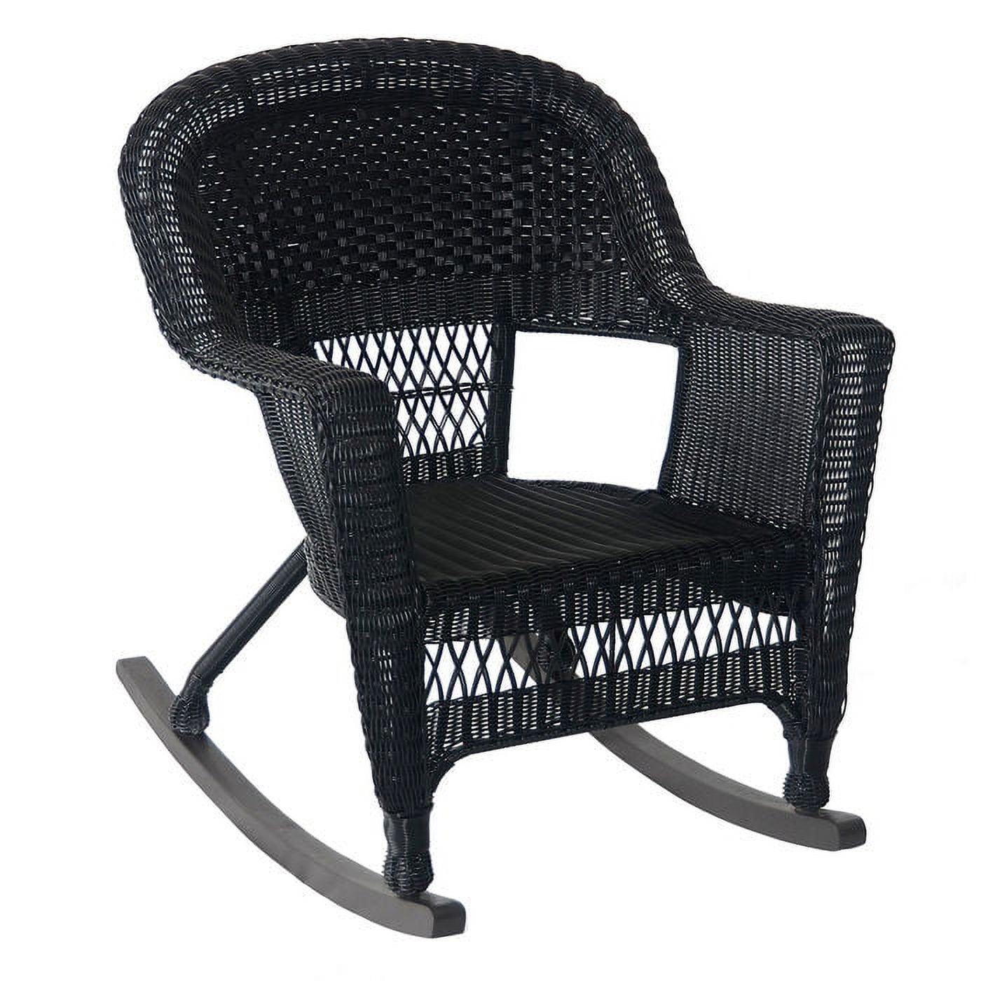 Jeco W00201R-A-2-FS029 Espresso Rocker Wicker Chair With Green Cushion - Set 2 - image 4 of 4