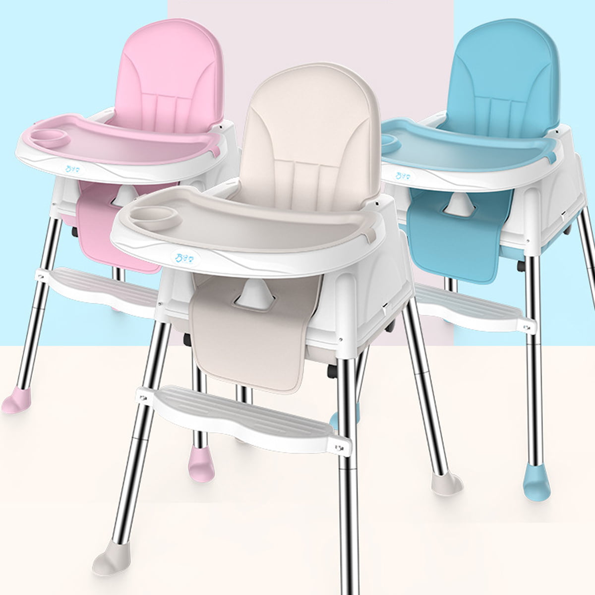 Pink Baby Infant Toddler High Chair Feeding Booster Seat Table Folding Portable 