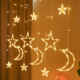thumbnail image 1 of Luces de cortina LED YONGSHENG de 3,5 m con estrellas y luna color blanco cálido, 1 of 5
