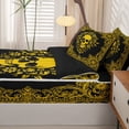 thumbnail image 5 of Homewish Halloween Goth Skull Zipper Twin Comforter Sets with Fitted Sheet and 2 Pillowcases,Vintage Damask Floral Zipper Bedding Set,Black Golden,Black Reversible,4pcs, 5 of 8
