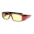 thumbnail image 2 of Womens Polarized Rhinestone Sunglasses that Fit Over Prescription Glasses with Night Driving Lens & UV400 Protection - Magenta, 2 of 5