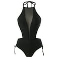 thumbnail image 3 of UTSJKR One Piece Swimsuit for Women Summer Tummy Hiding Straped Bathing Suit Sexy High Neck Backless Mesh Swimsuits Black 8, 3 of 8