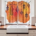 thumbnail image 2 of Traditional Kitchen Curtains, Garland Look Middle Eastern Themed Oriental Art on Watercolor Blots, Two Panels Drapes with Rod Pocket Room Decor, 55" X 45", Vermilion Orange Black, by Ambesonne, 2 of 3