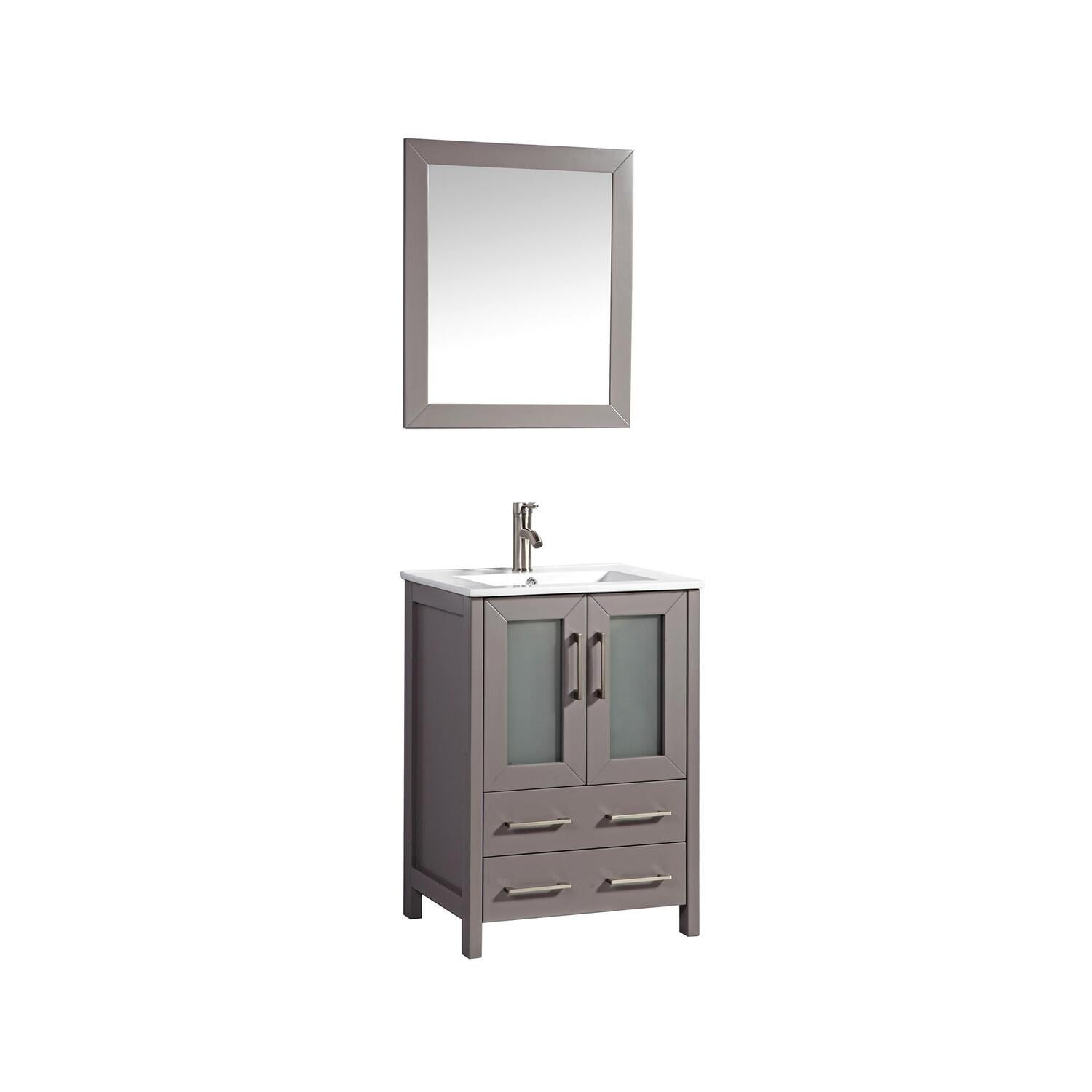 Vanity Art 24 inch single sink bathroom vanity set with ceramic vanity