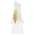 thumbnail image 3 of TiaoBug Lyrical Dance Outfits for Women Praise Worship One Shoulder Irregular Dress Tops with Pants White L, 3 of 7