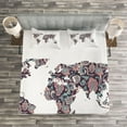 thumbnail image 3 of Ambesonne Eastern Quilted Bedspread Set 3 Pcs, Paisley Leaves, Queen Size, Plum Coral Turquoise, 3 of 3