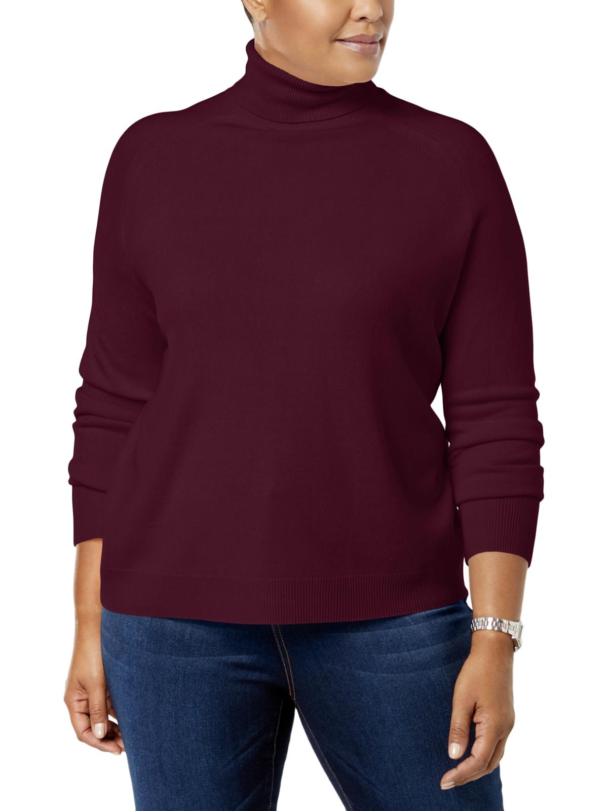 Photo 1 of PLUS SIZE 0X Karen Scott Women's Plus Luxsoft Turtleneck Pullover Merlot