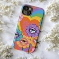 thumbnail image 5 of Psychedelic Flower Eye Phone Case, Colorful Retro Heart and Floral Design Artistic iPhone Cover for iPhone 16 15 14 13 12 11 Pro Plus Mini, 5 of 6