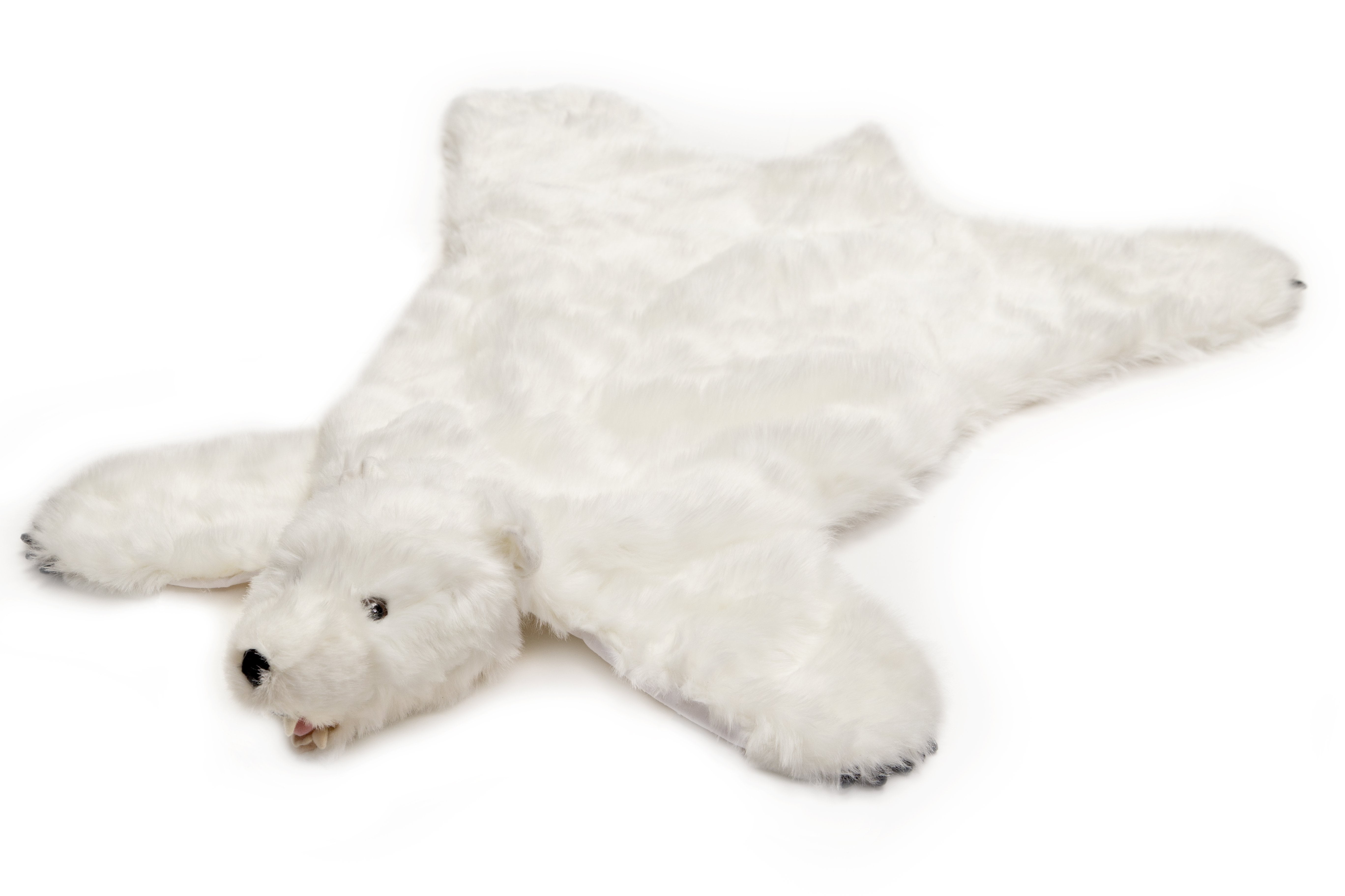 Small White Synthetic Bear Animal Kids Rug