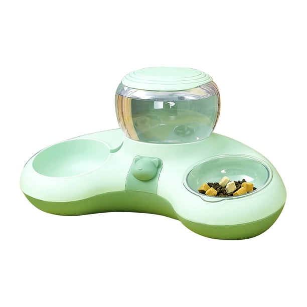 Sywqhk Pet Cat Double Bowl Automatic Drink Food Feeder Fuente de agua para perros (verde) Sywqhk Para estrenar