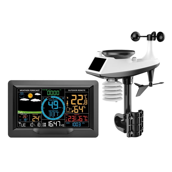 Professional Weather Station Wireless Outdoor Sensor 8 In 1 Weather Forecast Wind Rain Gauge Thermometer Hygrometer ,Easy to Install