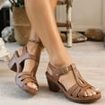 thumbnail image 6 of Women's Summer Casual Sandals 2025 Boho Comfort Chunky Block Sandals Summer Open Toe Low Heel Shoes with Adjustable Strappy Beach Vacation Walking Slippers, 6 of 9