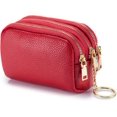 thumbnail image 1 of Monedero de piel auténtica, estuche para llaves portátil, monedero multifunción para mujer, hombre, rojo, 1 of 4