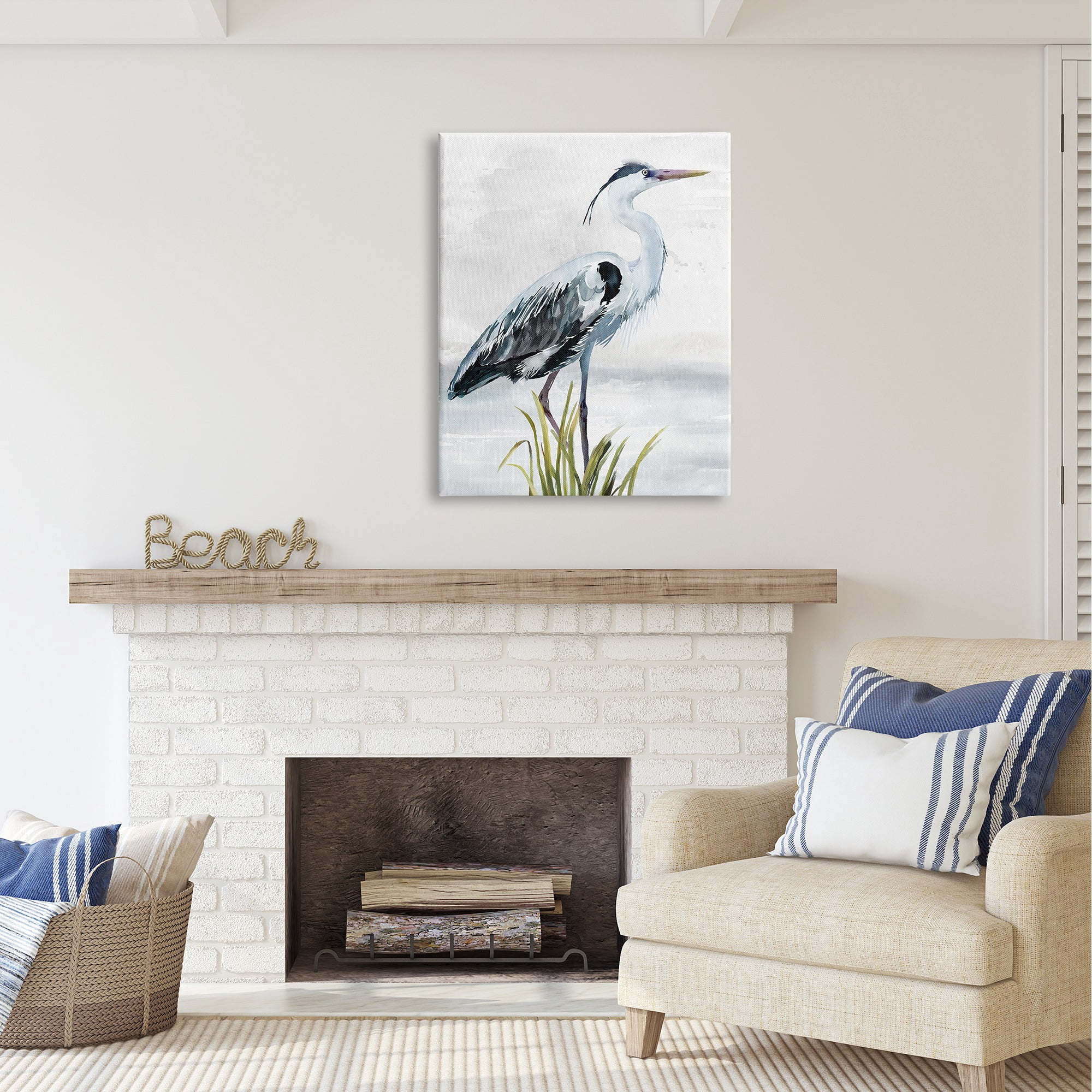 Stupell Industries Shore Bird Portrait Animals & Insects Painting Gallery Wrapped Canvas Art Print Wall Art, 30 x 40
