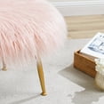 thumbnail image 3 of Linon Arlo Vanity Stool, 17.75" Seat Height, Pale Gold Finish with Pink Fabric, 3 of 8