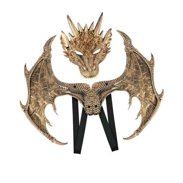 Disfraz de dragón para niños, máscara de dragón, ala, decoración de ropa de cumpleaños, vestido de dragón Oro Yuyangstore Disfraz de juego de simulación