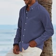 thumbnail image 4 of Men's Fashion Long Sleeve Solid Colour Casual T Shirt Button Regular Fit Shirt Top2XL, 4 of 5