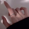 thumbnail image 3 of GFDYREE 925 Sterling Silver Ring Smooth Plain Cubic Zircon Ring Open Adjustable Rings Polished Minimalism Stackable Dainty Statement Promise Eternity Wedding Band, 3 of 7