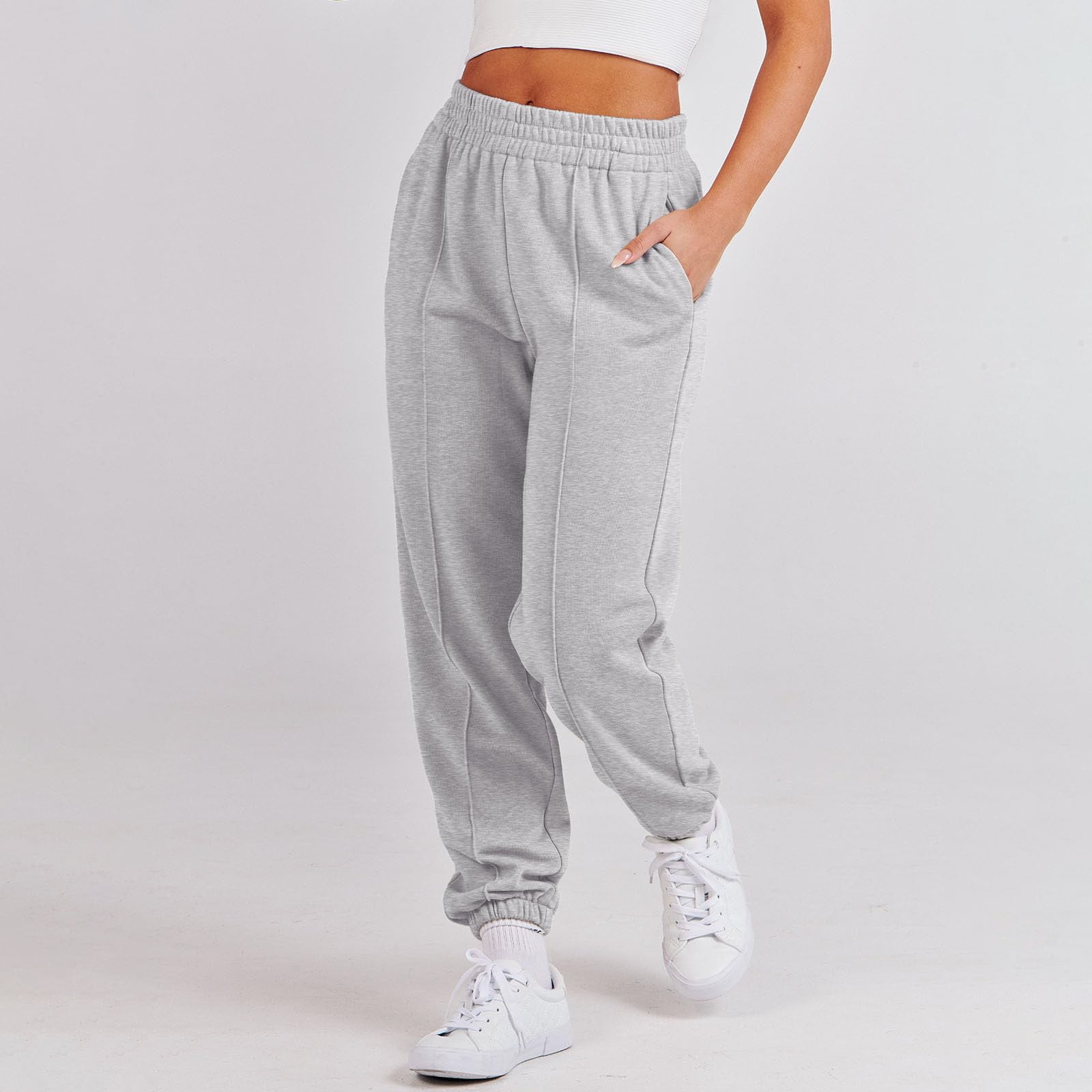 Grey sweatpants high waisted hotsell