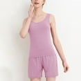 thumbnail image 6 of Fengactive Women's 2 Piece Built-in Bra Pajamas Set Soft Sleeveless Tank Top and Shorts Sleepwear Lounge Sets Nightwear, 6 of 6