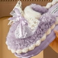 thumbnail image 4 of Luxalzxs Fuzzy Cute Bow Tie Slippers for Women, Comfy Memory Foam Cloudy Soft Warm Slippers Indoor Outdoor House Slippers, 4 of 5