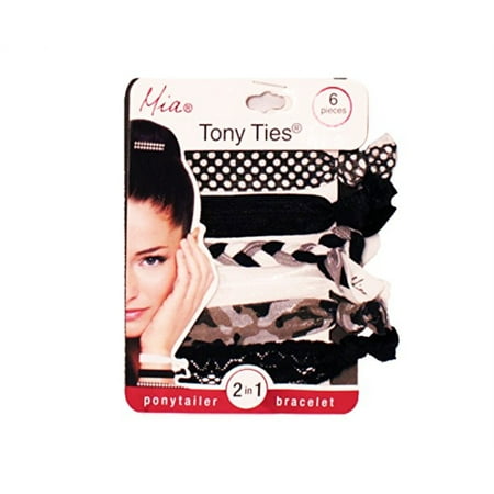 Mia Tony Ties 2 In 1 Hair Ties Bracelets 1 Polka Dot 1 Black