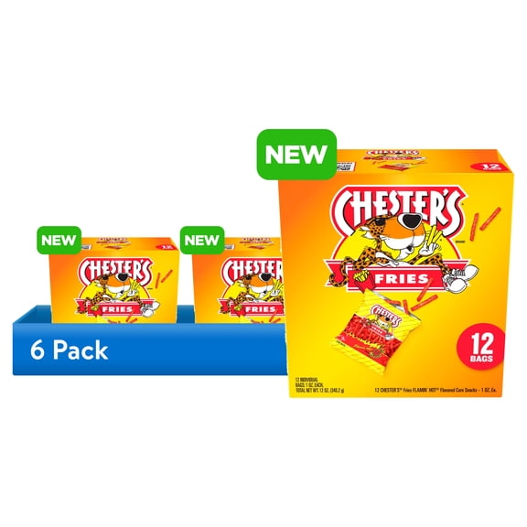 (6 pack) Chester's Fries Flamin' Hot Flavored Corn Snacks, 12 oz, 12 Count