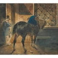 thumbnail image 2 of Théodore Géricault 22x20 Black Ornate Framed Double Matted Museum Art Print Titled: Draft Horse in the Stable (1821-1822), 2 of 5