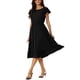 thumbnail image 4 of Vestido Casual de Verano para Mujeres INSPIRE CHIC con Bolsillos, Manga Corta con Volantes, Cuello Redondo, dobladillo con Volantes, Midi, Talla M, Negro, 4 of 6