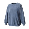 thumbnail image 4 of Lmnyox Ribbed Sweatshirts for Women Loose Crew Neck Oversized Pullover Fashion Casual Sweatshirts, 4 of 7