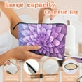 thumbnail image 4 of Makeup Bag Small Toilet Cosmetic Bags Travel Makeup Case Waterproof for Women Girls 6.7X9.45inches - Purple Flower With Overlap Petals, 4 of 7