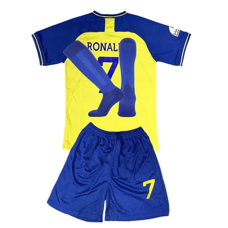 Ronaldo 7 Youth Soccer Jerseys, Polyester, Blue And Yellow
