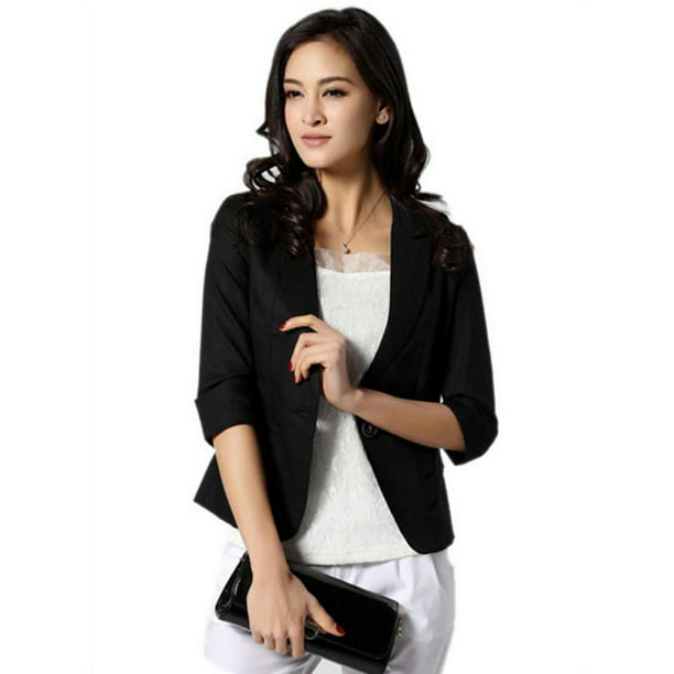 Nicesee Women Girl Casual Short Blazer Coat 3/4 Sleeve Slim Suit Top -  