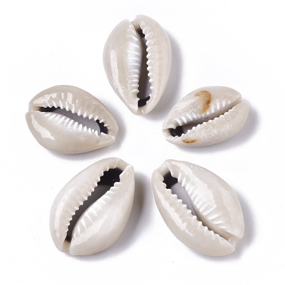 500g Natural Cowrie Shell Beads No Hole/Undrilled Linen 22~28x16~19x8~9mm 220pcs/500g