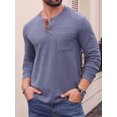 thumbnail image 4 of JWD Mens Long Sleeve Henley Shirt Casual Button Neck T Shirt Soft Lightweight Crew Neck Tee with Chest Pocket Navy Blue XL, 4 of 6