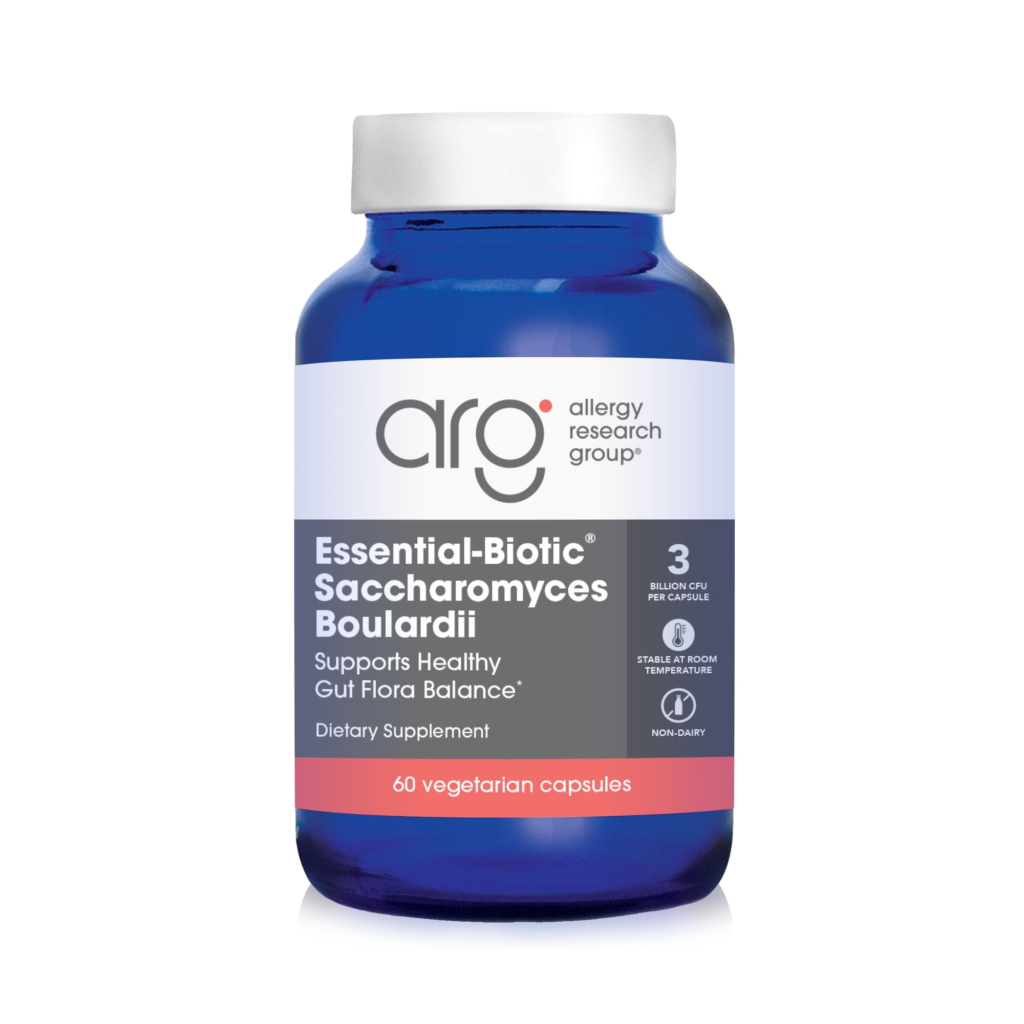 Allergy Research Group Essential-Biotic Saccharomyces Boulardii 450mg Probiotic Supplement - S. Boulardii Probiotic Yeast, Friendly Bacteria Establishment, GI Tract Support - 60 Count