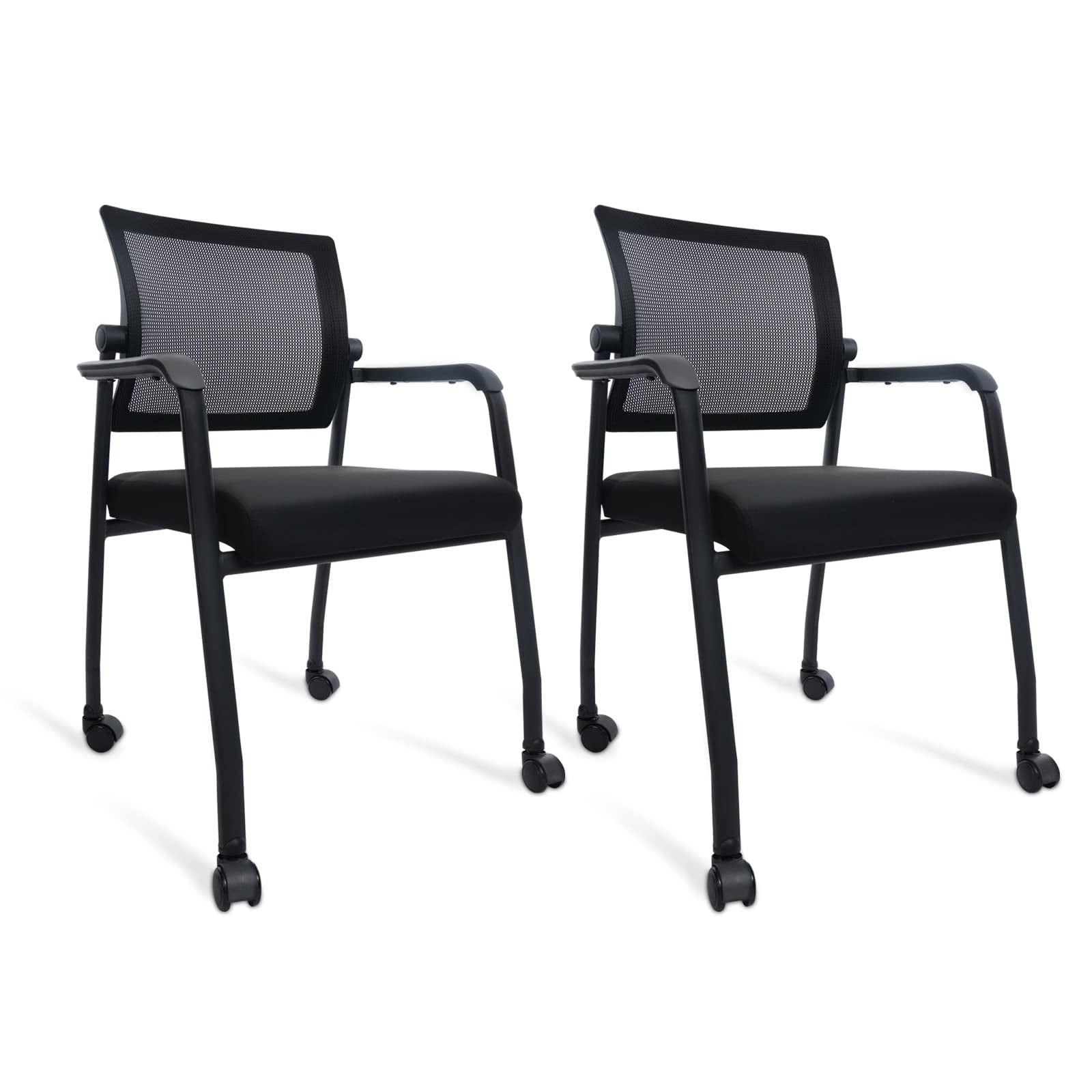 KLASIKA Waiting Room Chairs with Wheels, Adjustable Mesh Backrest, Desk